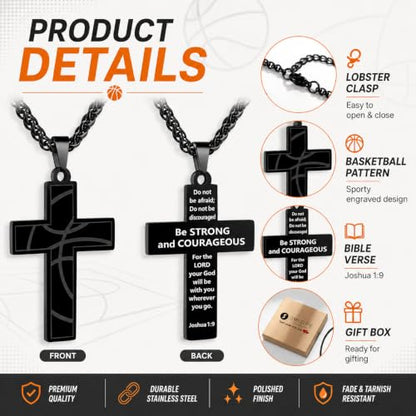 Smilelife Soccer Baseball Basketball Football Cross Necklace for Boys Men - style: Basketball