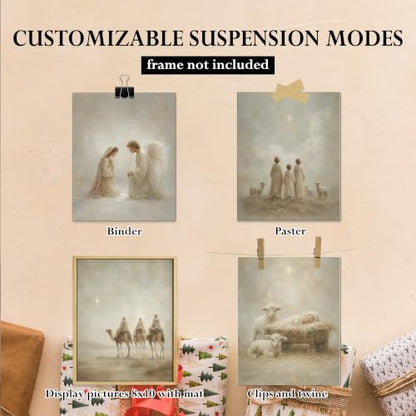 DOFQZ Christian Jesus Christmas Wall Art Prints 8x10 Set of 4 - color: 25Child, size: 8*10