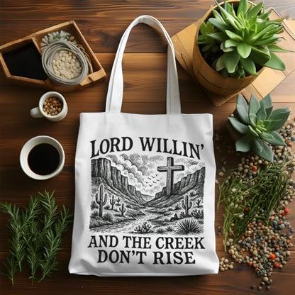 VICBOU Bible Verse Canvas Tote Bag Religious Christian Gifts for Women Men Faith Canvas Tote Reusable Grocery Bag - color: Lordwillin