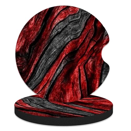 3.5 Inch Car Coasters for Cup Holders - Red Wood Grain - color: Red Wood Grain, size: 3.5 inch