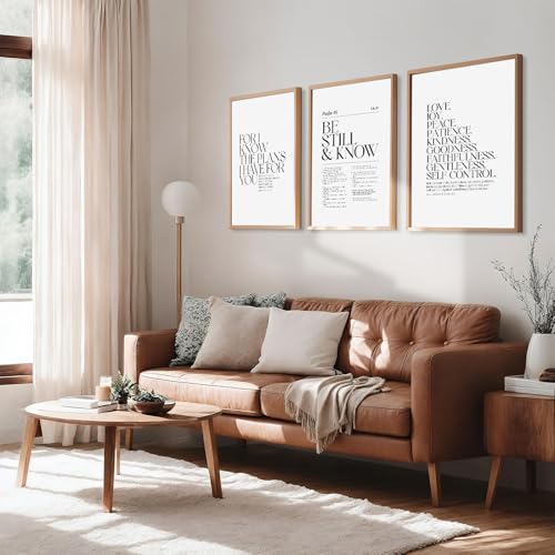 Minimalist Bible Verse Wall Art Set of 3 Scripture Posters Be Still and Know Christian Wall Decor Black and White Canvas Prints for Bedroom Living Room Religious Art Unframed 24"L X 16"W