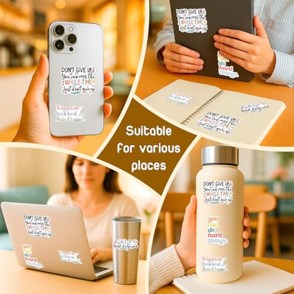 4 Pcs Motivational Quote Sticker Pack for Women - Waterproof Vinyl Decals - color: Multicolor