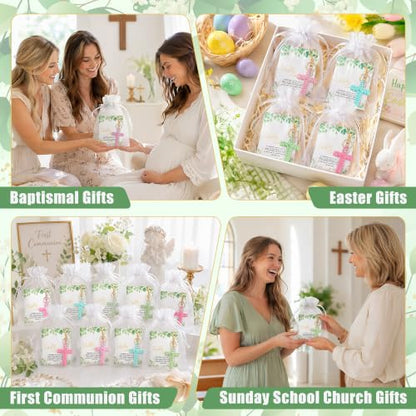 ANGOLIO 36PCS Cross Keychains with Gift Cards Christian Gift Bulk for Women