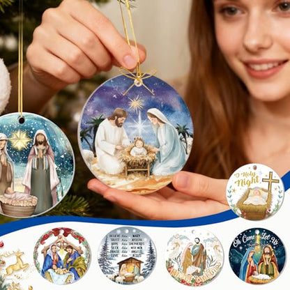 HOWAF Nativity Scene Ornaments for Christmas Tree, Christmas Nativity Scene Ornaments Gifts Bulk, Religious Catholic Gifts Birth of Jesus Christian Ornament