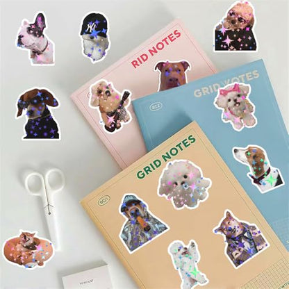 200 PCS Holographic Dog Stickers Pack - Cute Animal Puppy & Funny Dog Meme Stickers Decals for Journaling Laptop Scrapbook Water Bottles Suitcase Snowboard - with Elegant Foil Gifts Box - style: 200 PCS Holographic Dog Meme Stickers - With Gifts Box
