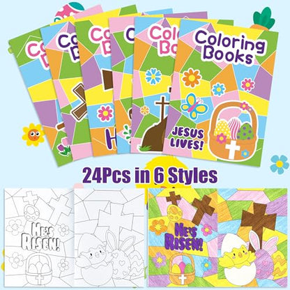 ANGOLIO Easter Geometry Coloring Books - 24Pcs Jesus Lives Christain Color Booklet Bulk with Hosanna Bible DIY Art Drawing Book for Easter Basket Stuffers Religious VBS Sunday School Classroom Rewards - style: Easter Geometry