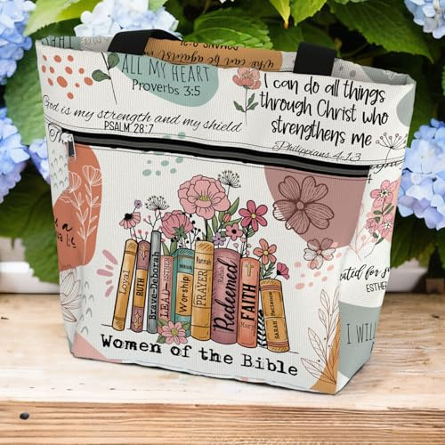 84hoods 15 inch Large Tote Bag for Work for Women. Christian Faith, Jesus God Religious Gift. Waterproof Shoulder Bag. - color: 01. Women of the Bible