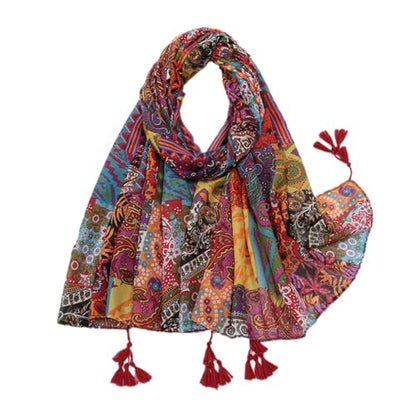 Yeieeo Boho Scarf for Women Lightweight Floral Printed Scarf Fall Winter Fashion Fringed Shawl - color: Floral 38