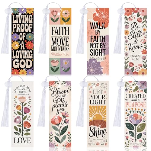 8 Pieces Christian Bible Verse Diamond Art Bookmarks 5d Christian Beaded Bookmark Acrylic Tassel Bookmark for DIY Making Beginners Adults Arts Craft Supplies (Boho Floral) - color: Boho Floral
