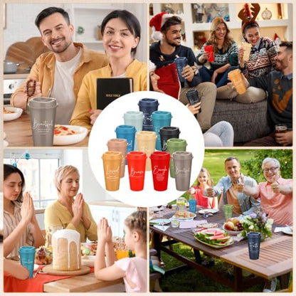 FoldTier 12 Pcs Christian Scripture Coffee Cups Pastor Gifts Bulk, Warm - color: Warm
