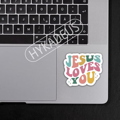 (3Pcs) Jesus Loves You Stickers - God Jesus Sticker Inspirational Christian Religious Faith Stickers, Waterproof Vinyl Decals for Water Bottle, Laptop, Journals, Scrapbook, Church Party, 3 x 2.5 Inch - color: Jesus Loves You