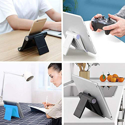 VOVIGGOL 2 Pack Cell Phone Stand for Desk, Foldable Cell Phone Holder Mobile Stand Phone Dock, Adjustable Tablet Stand Holder Compatible with iPhone 16 15 14 13 12 11 Pro Max iPad Samsung (Black) - color: Black 2 Pack
