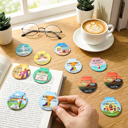 AmazingSpark 100 Pcs Magnetic Bookmarks Bulk Bible Verse Magnet Book Marker Clips Christian Scripture Inspirational Gifts for Reading Awards Religious Book Lover Office (Landscape) - style: Landscape