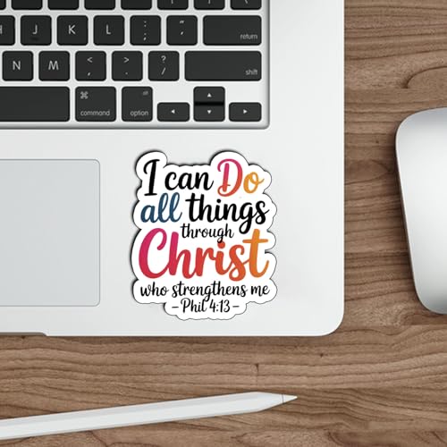 (3Pcs) I Can Do All Things Through Christ Who Strengthens Me Sticker Philippians 4:13 Bible Verse Stickers Christian Faith Waterproof Vinyl Decals for Laptop Water Bottle Phone Tumbler Size 2.6" x 3" - color: I Can Do All Things Through Christ Who Strengt