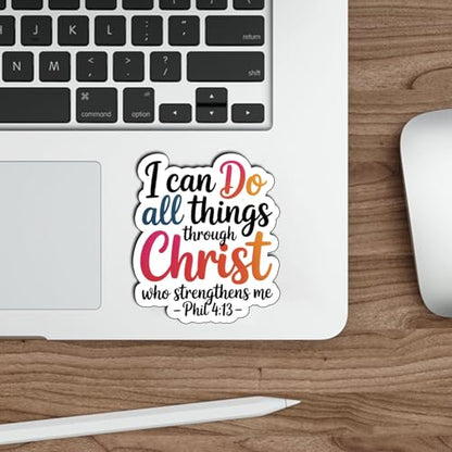(3Pcs) I Can Do All Things Through Christ Who Strengthens Me Sticker Philippians 4:13 Bible Verse Stickers Christian Faith Waterproof Vinyl Decals for Laptop Water Bottle Phone Tumbler Size 2.6" x 3" - color: I Can Do All Things Through Christ Who Strengt