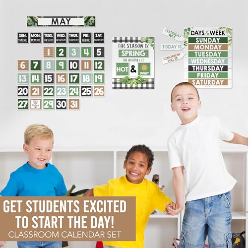 Classroom Calendar Set Bulletin Board Decorations, 98pc School Calendar Set - color: Farmhouse Classic