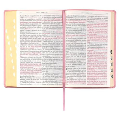 Personalized Pink KJV Bible, Custom Engraved Giant Print Holy Bible, Leathersoft, Red Letter, Thumb Index & Ribbon Marker - Add Any Text - Ideal Gift for Baptism, Confirmation, or Wedding