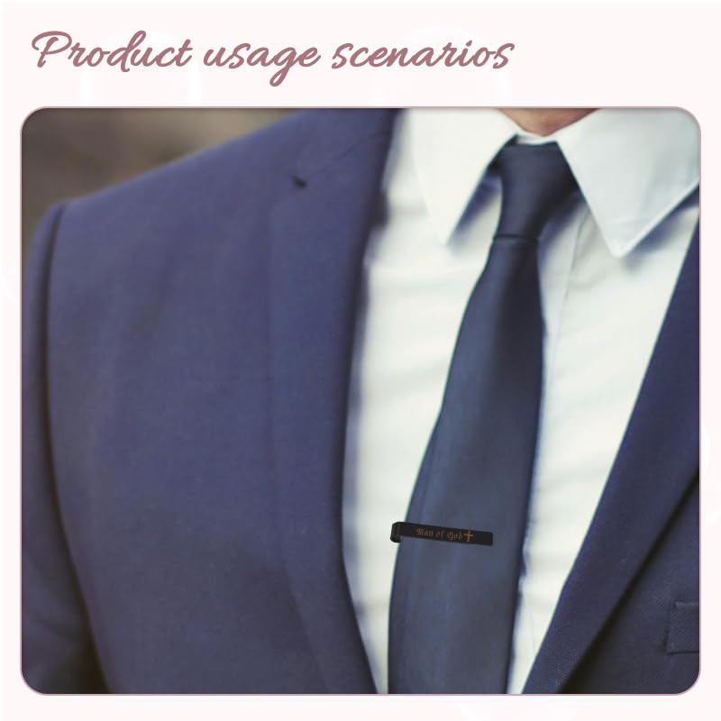 Novelty Mens Tie Clip for Wedding Graduation Gift for Him Son Grandson Birthday Christmas Gift Tie Clips for Dentist Pilot - style: man of god-black