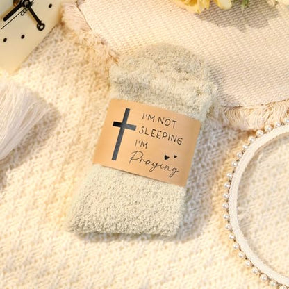 Fuzzy Socks for Women Mothers Day Self Care Book Lovers Christian Birthday Gifts - color: Beige