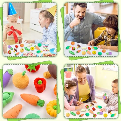 30 Pcs Vegetable Erasers for Kids - 3D Take Apart Puzzle Erasers for Desk Pet, Classroom Prizes, Game Rewards, Party Favors, Class Treasure Box - color: Vegetable-30
