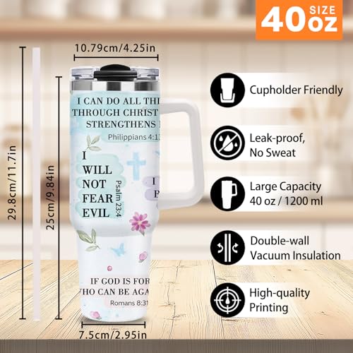 Christian Gifts for Women, 40oz Religious Tumbler with Handle , I Am a Child of God Stainless Steel Insulated Travel Mug, Mother's Day Birthday Inspirational Scripture Present for Mom Grandma Sister - color: Religious-D-276-E