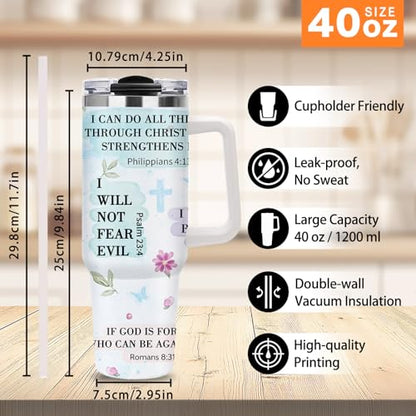 Christian Gifts for Women, 40oz Religious Tumbler with Handle , I Am a Child of God Stainless Steel Insulated Travel Mug, Mother's Day Birthday Inspirational Scripture Present for Mom Grandma Sister - color: Religious-D-276-E