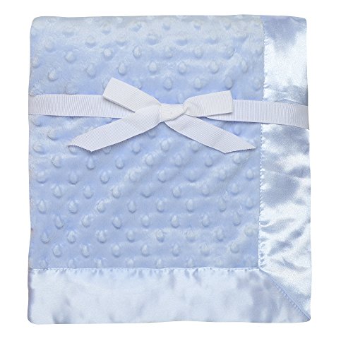 Baby Starters Textured Dot Blanket with Satin Trim, Blue 30" x 40" - color: Blue Dot
