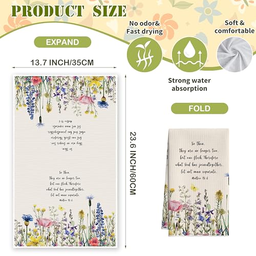 Christian Floral Kitchen Towels, Retro Wildflowers Dish Towel for Kitchen Bathroom, Vintage Bible Verse Decorative Hand Towels, Religious Fast Drying Tea Towel, Spring Gifts Home Decor-S07 - color: Christian Wildflowers