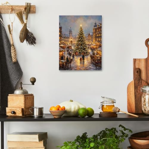 SHQIEUDH Winter Christmas Town Landscape Wall Art Decor Framed 11x14 - color: christmas-03