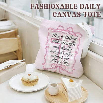 Bible Tote Bags Cute Christian Preppy Canvas Tote Bag Christian Gifts for Women Reusable Shopping Bags(Parent) - color: Bible-7