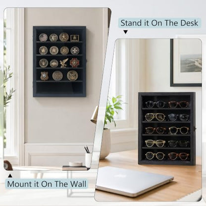 GMFrames 12x16 Wooden Shadow Box Frame with Removable Shelves Deep Display Case for Military Medals Keepsakes Black - color: Black, size: 12x16