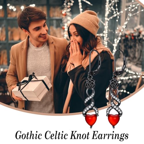HPQQ Earrings for Women Sterling Silver Dangle Earrings Birthday Christmas Jewelry Gifts for Women Wife Mom - color: White Gold-Celtic Knot
