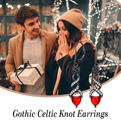 HPQQ Earrings for Women Sterling Silver Dangle Earrings Birthday Christmas Jewelry Gifts for Women Wife Mom - color: White Gold-Celtic Knot