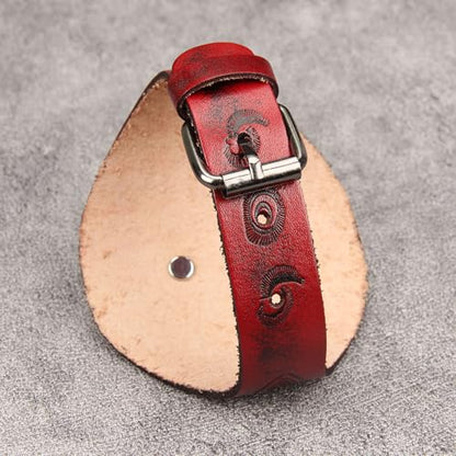 GelConnie Punk Leather Cuff Bracelet Adjustable Straps Wrap Bracelets Arm Armor Cuff Gothic Leather Wristbands for Men, Women - color: MLPB107-Red