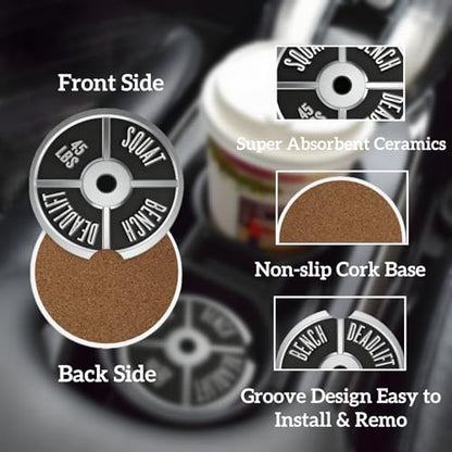 Ceramic Car Cup Coasters 2PCS - Barbell - color: Barbell