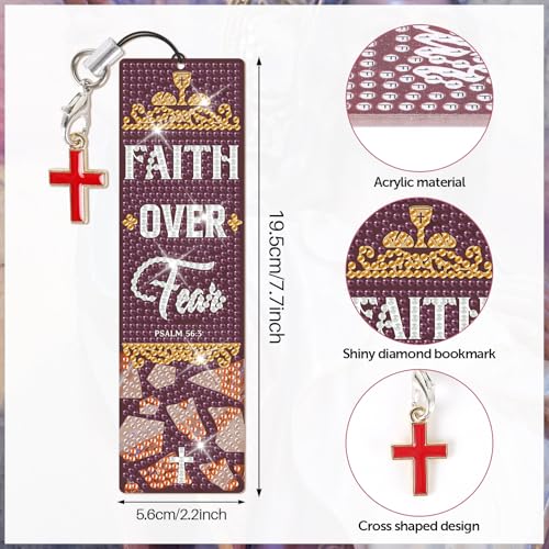 8 Pieces Christian Bible Verse Diamond Art Bookmarks 5d Christian Beaded Bookmark Acrylic Tassel Bookmark for DIY Making Beginners Adults Arts Craft Supplies (Bible) - color: Bible