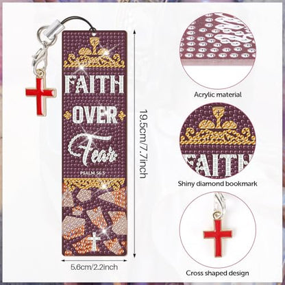 8 Pieces Christian Bible Verse Diamond Art Bookmarks 5d Christian Beaded Bookmark Acrylic Tassel Bookmark for DIY Making Beginners Adults Arts Craft Supplies (Bible) - color: Bible