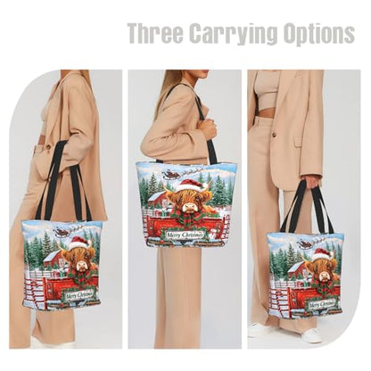 Funny Christian Tote Bags For Women With Zipper Christian Gifts For Work Gym Travel Beach Women With Large Capacity - color: Christmas