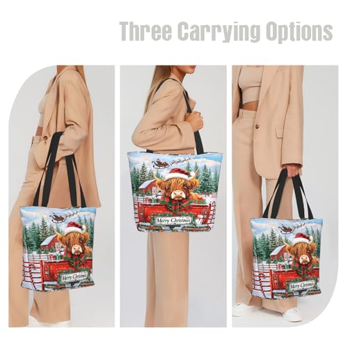 Funny Christian Tote Bags For Women With Zipper Christian Gifts For Work Gym Travel Beach Women With Large Capacity - color: Christmas