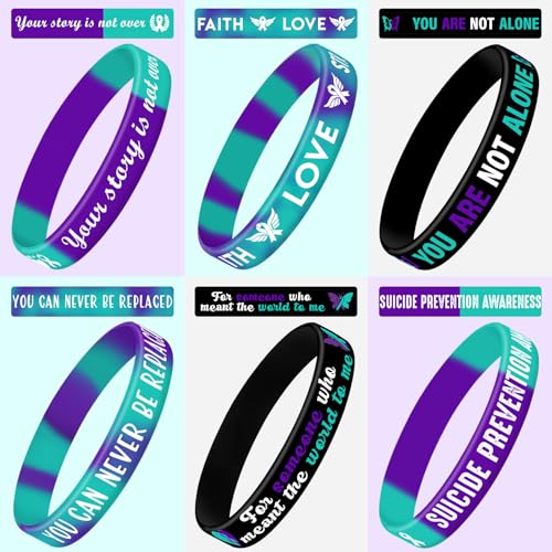 JUNEBRUSHS 42pcs Suicide Prevention Awareness Silicone Bracelets - style: Suicide Prevention Awareness Style