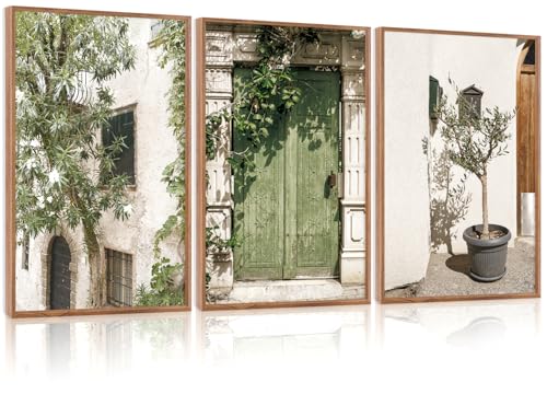 CHDITB Vintage Italy City Landscape Wall Art, Olive Green Cityscape Decor - color: Italy, size: 16"L x 24"W