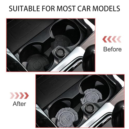 Zpana Car Cup Coaster, 2PCS Cotton Anti Slip Cute Vehicle Cup Holders Mat, 4.72In Handmade Automotive Interior Water Bottle Pad Accessories, Universal for SUV Sedan Truck(Gray) - color: Gray