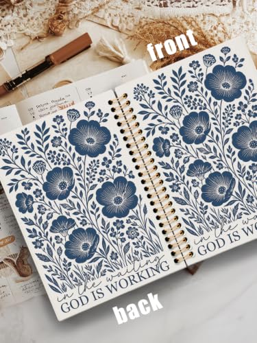 Bible Floral Journal Notebook,Christian Faith Gift for Women Girls - color: in the waiting god is working