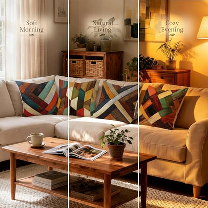 OBSEDE Retro Wood Grain Geometric Throw Pillow Covers 18 x 18 Inch Set of 4 - color: Retro Woodgrain Geometric Art, size: 18" x 18" (Pack of 4)