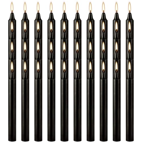 4 Inch, 40 Pack, Unscented, Dripless Taper Candles, Black, Smokeless Candles for Holidays, Wedding Ceremonies, Parties, Shabbat, 1.5 Hours - color: 4"40pcs-Black