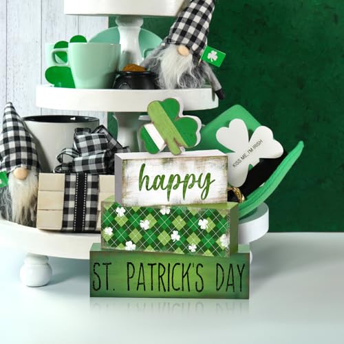 Britimes Tray Block Signs Set, 8Pack, Wooden, Home Kitchen, Day St - style: Valentine's Day and St. Patrick's Day