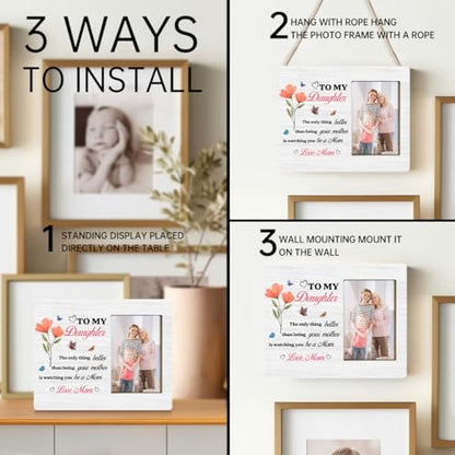 JioJio Chan Daughter Pregnancy Gifts from Mom Picture Frame - 4 x 6 Inch Photo -New Mom Gift For Daughter Engagement - color: white05