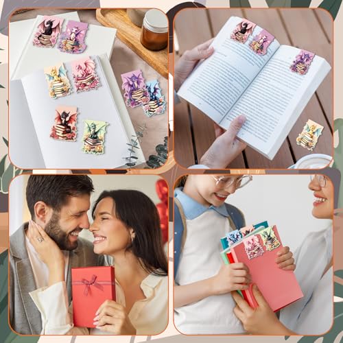Wxiben 8 Pcs Dragon Flower Magnetic Bookmark Book Mark Page Clip - style: Flower Dragon