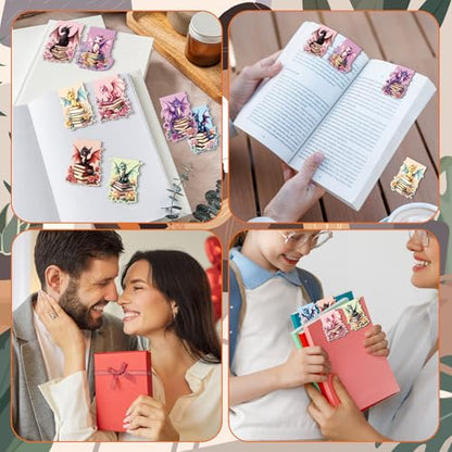 Wxiben 8 Pcs Dragon Flower Magnetic Bookmark Book Mark Page Clip - style: Flower Dragon