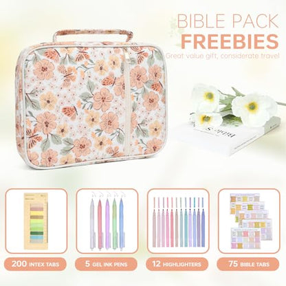Bible Bag Cover Case for Women Study Supplies Kit Church Book Holder - color: Autumn Butterfly Bloom